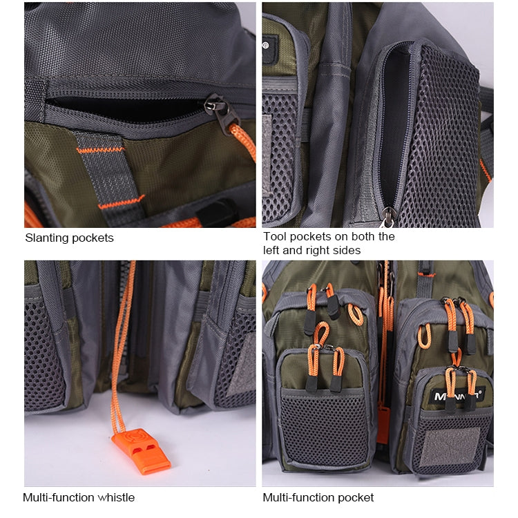 Frendorf | MANNER Outdoor Multifunktionale Angel-Lebensweste Schwimm-Weste (Armeegrün)