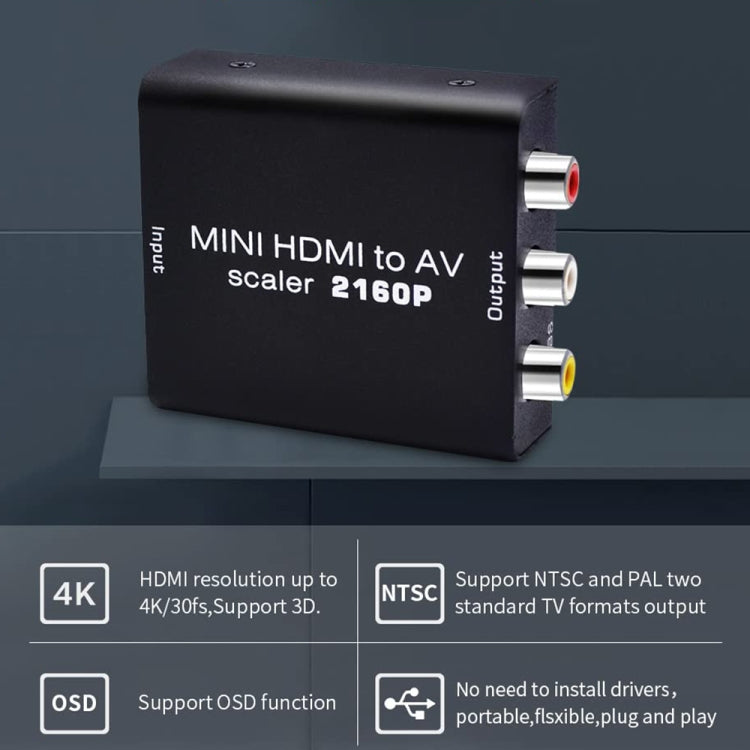 Frendorf | Mini HDMI zu AV / CVBS Composite Video Signal Converter (Schwarz)