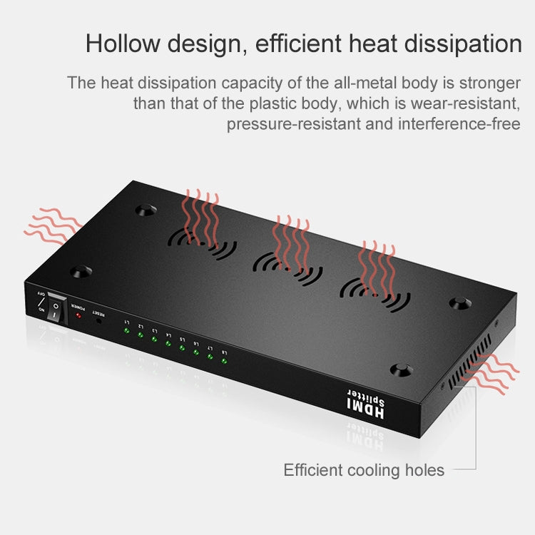Frendorf | 1 x 8 Full HD 1080P HDMI-Splitter mit Switch, Unterstützung für 3D & 4K x 2K