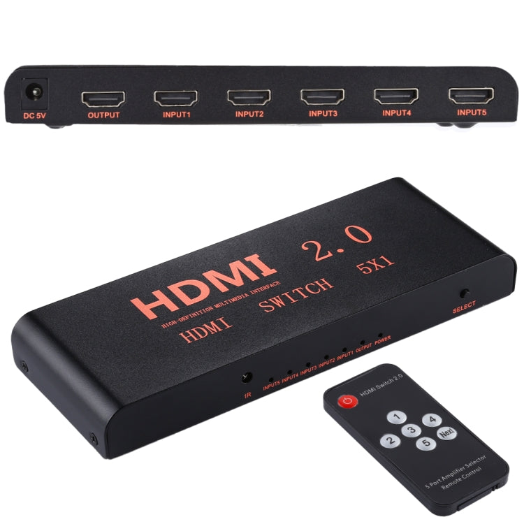 Frendorf | 5X1 4K/60Hz HDMI 2.0 Switch mit Fernbedienung, EU-Stecker