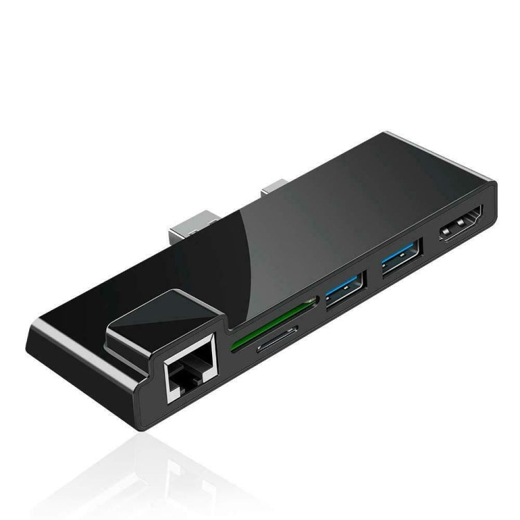Frendorf | ROCKETEK SK-S5HL RJ45 + 2 x USB 3.0 + HDMI + SD / TF Speicherkartenleser HUB 4K HDMI Adapter (Schwarz)