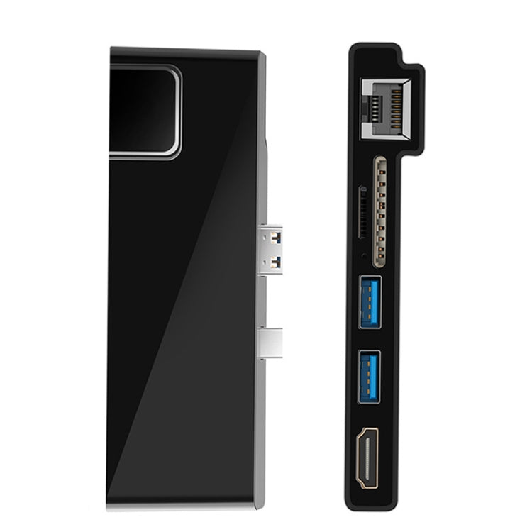 Frendorf | ROCKETEK SK-S5HL RJ45 + 2 x USB 3.0 + HDMI + SD / TF Speicherkartenleser HUB 4K HDMI Adapter (Schwarz)