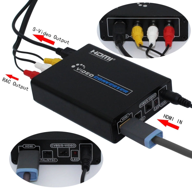 Frendorf | HDMI zu Composite / AV S-Video Konverter RCA CVBS/L/R Video Konverter Adapter, UK Stecker