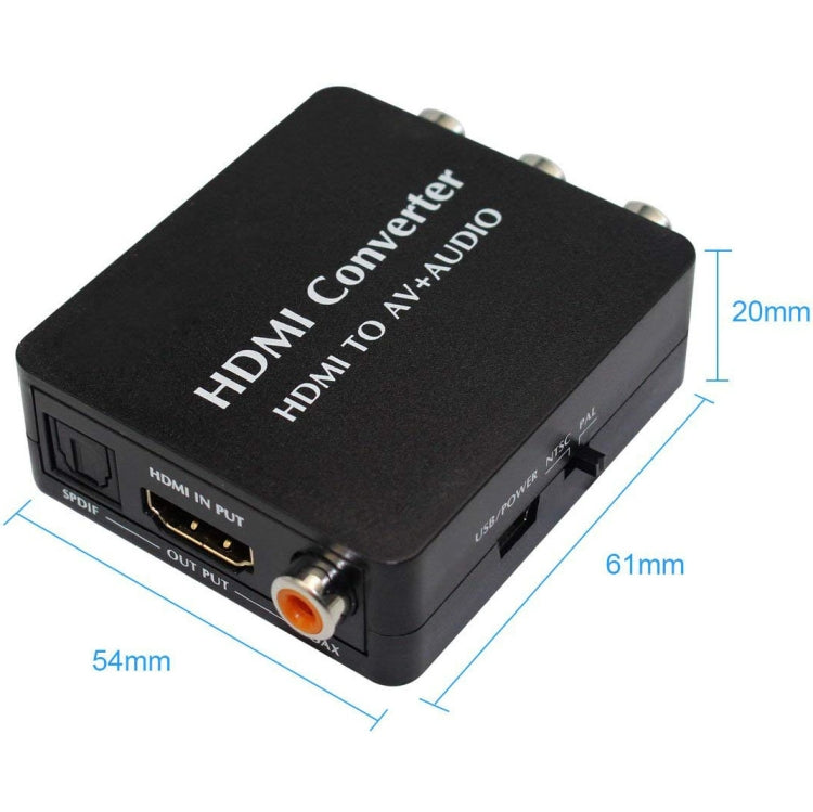 Frendorf | HDMI zu AV Audio Konverter Unterstützung SPDIF Koaxial Audio NTSC PAL Composite Video HDMI zu 3RCA Adapter für TV /PC /PS3 / Blue-ray DVD
