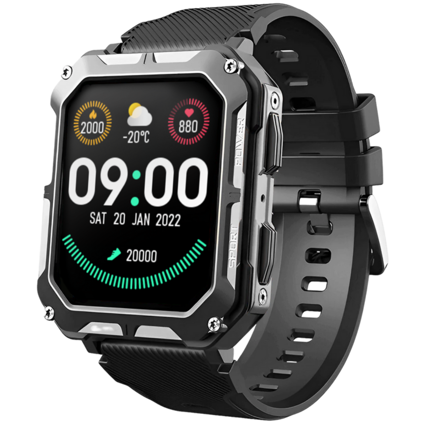 Frendorf | Herren Smartwatch – Digitale Uhr mit Fitness-Tracking, wasserdichtem Gehäuse und langer Akkulaufzeit für Arbeit und Fitness