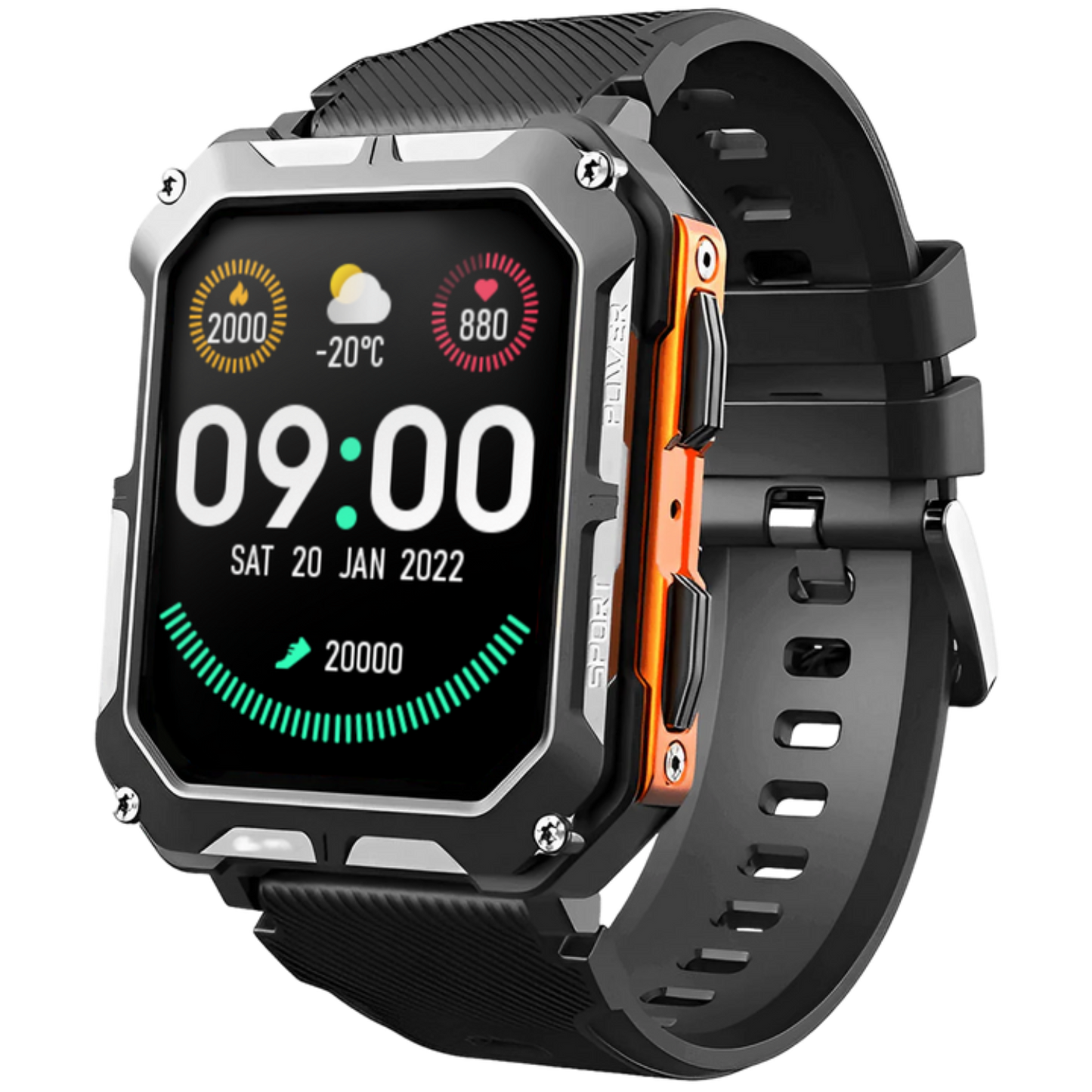 Frendorf | Herren Smartwatch – Digitale Uhr mit Fitness-Tracking, wasserdichtem Gehäuse und langer Akkulaufzeit für Arbeit und Fitness