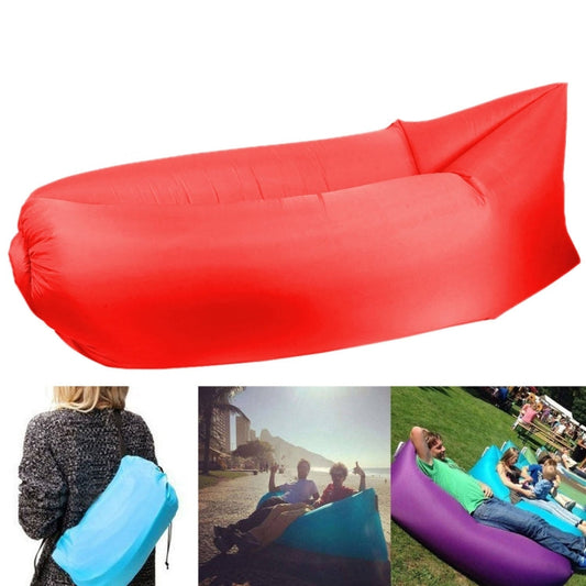 Frendorf | Aufblasbarer Lounger Polyester Stoff Kompressionsluftkissen Sofa für Strand / Reisen / Gastgewerbe / Angeln, Größe: 185cm x 75cm x 50cm, Normale Qualität (Rot)