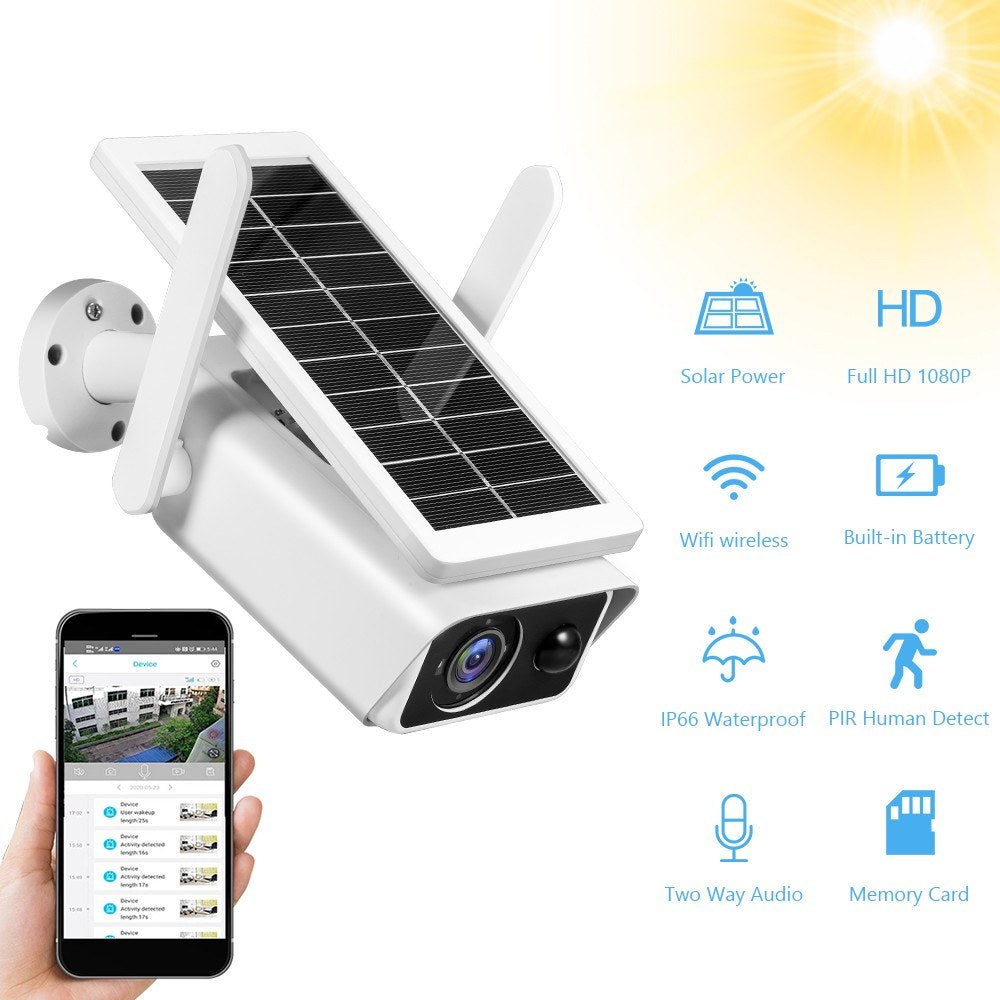 4MP Wireless Solar-Sicherheitskamera mit wiederaufladbarem Akku, Nachtsicht, PIR-Bewegungserkennung, 2-Wege-Audio, IP66 wasserdicht