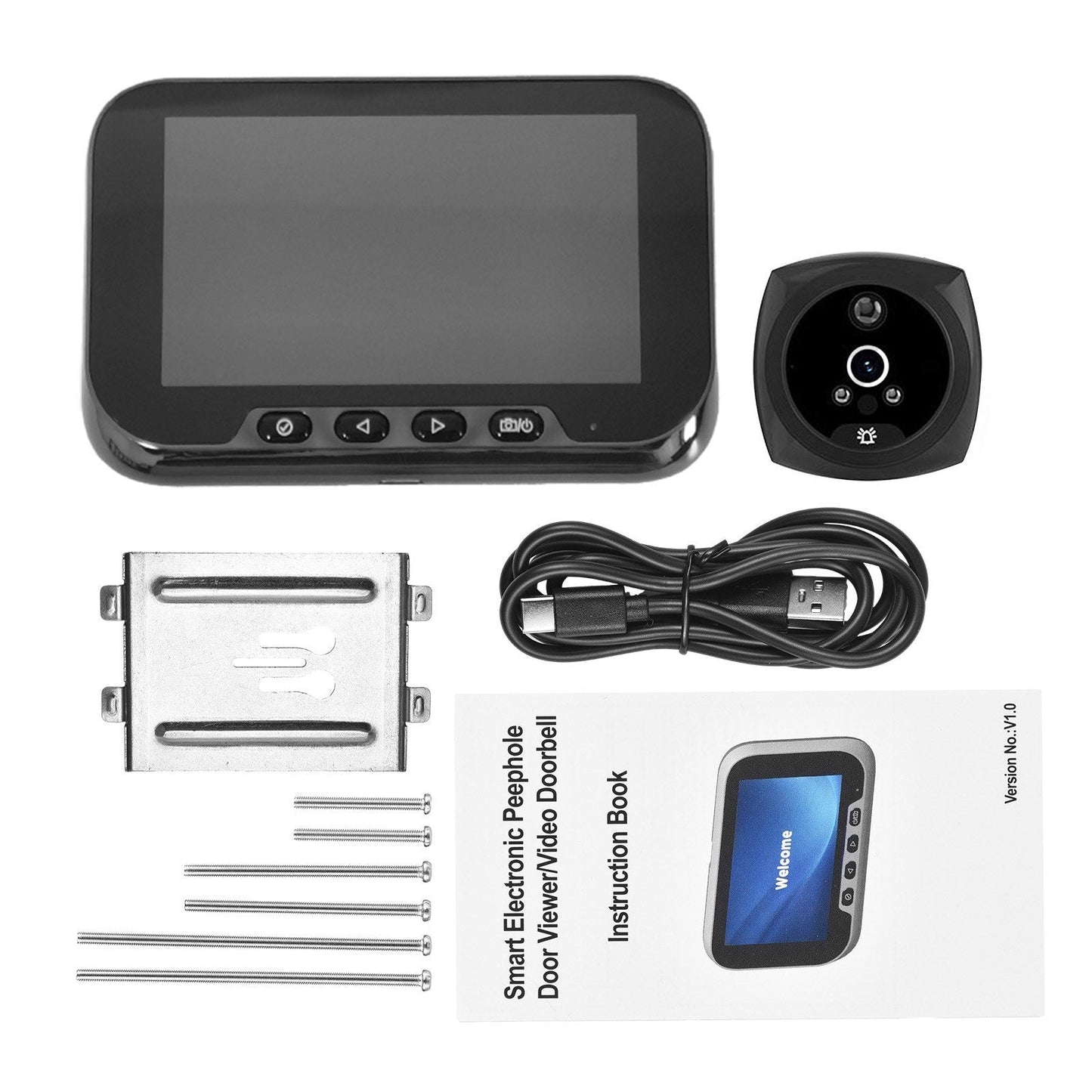 2MP Smart Türspion Kamera Türglocke mit 4,5-Zoll LCD für Wohnungssicherheit