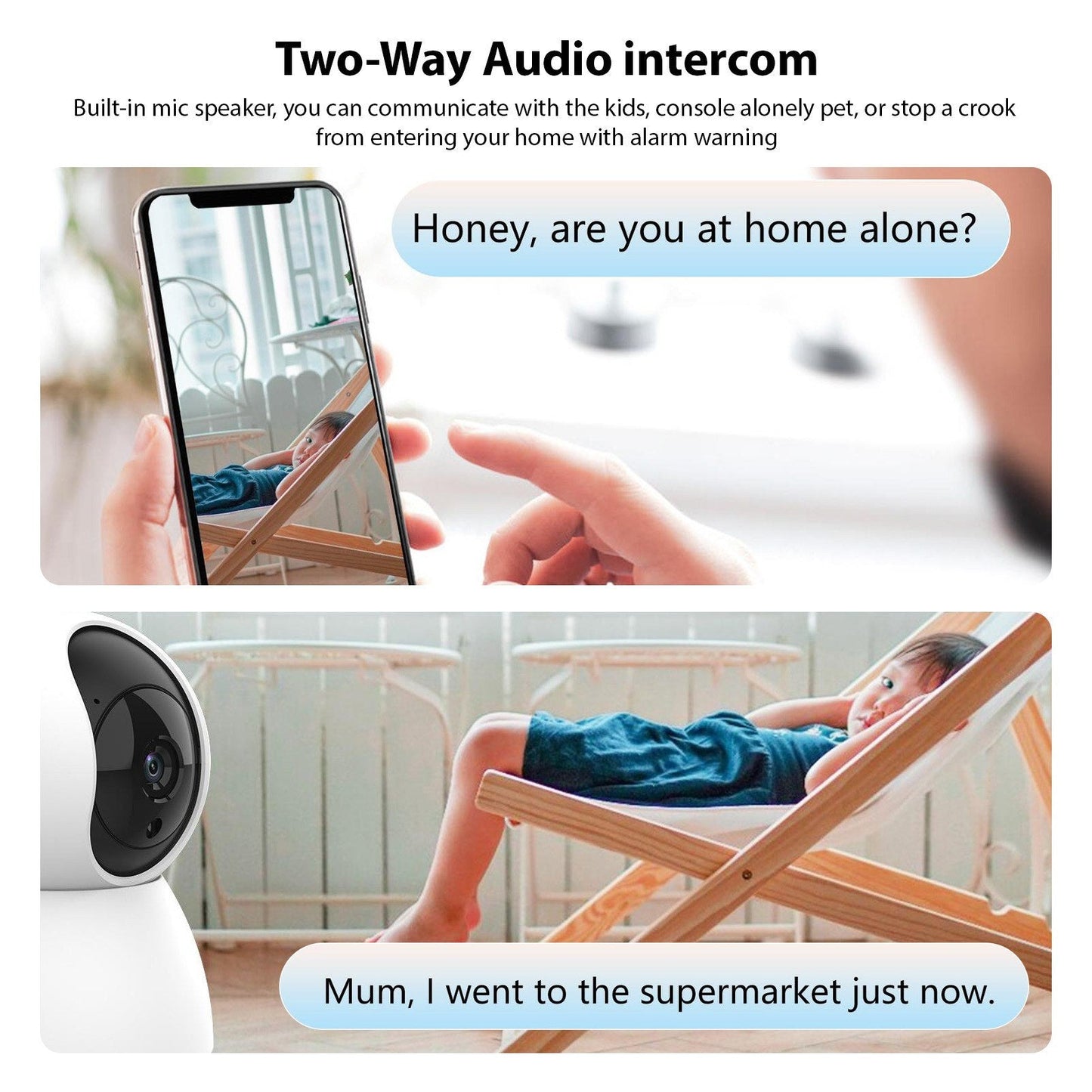 3MP Smart Innen-WiFi-Sicherheitskamera mit Nachtsicht, 2-Wege-Audio, Fernbedienung und Bewegungserkennung für die Überwachung von Zuhause und Haustieren