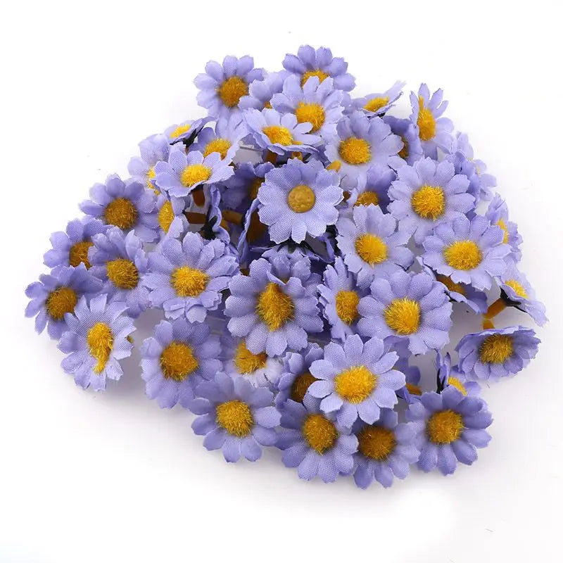 Frendorf | 100PC Mini Gänseblümchen Künstliche Seidenblumen – 2,5 cm Dekorative Blütenköpfe für Party, Hochzeit und Wohnkultur (Kein Stiel)