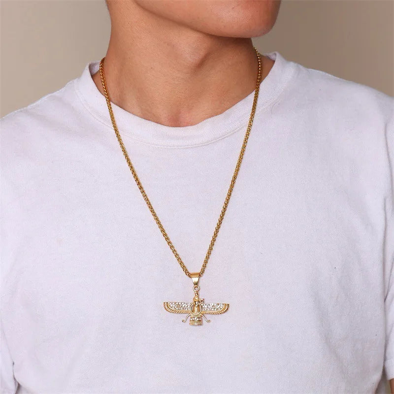 Rhinestone Ahura Mazda Zoroastrian Anhänger Halskette