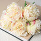 5er Set Große Pfingstrose Seidenblumenstrauß - Weiß & Pink