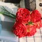 5er Set Große Pfingstrose Seidenblumenstrauß - Weiß & Pink