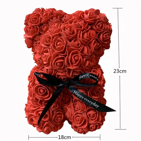 1 Stück 25 cm Rosen Bär Künstlicher Schaum Rosenblume Teddybär Valentinstag Geschenk Geburtstagsfeier Frühlingshochzeit Party Dekoration