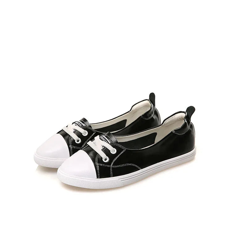 Frendorf | 100% Echtes Leder Schuhe Frauen Flach Causal Schuhe Weiches Rindsleder Weiße Flats