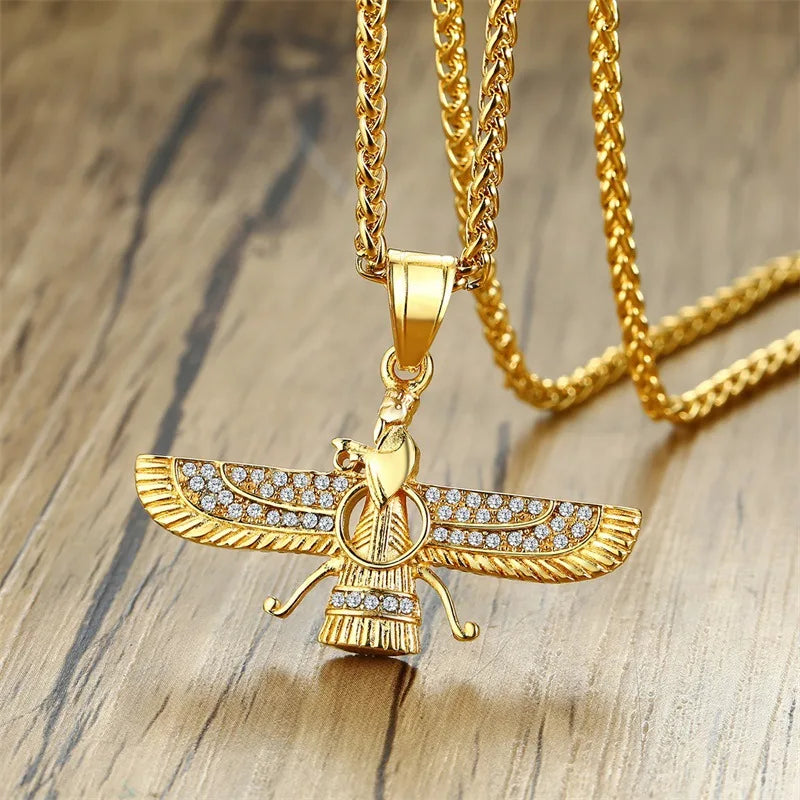 Rhinestone Ahura Mazda Zoroastrian Anhänger Halskette
