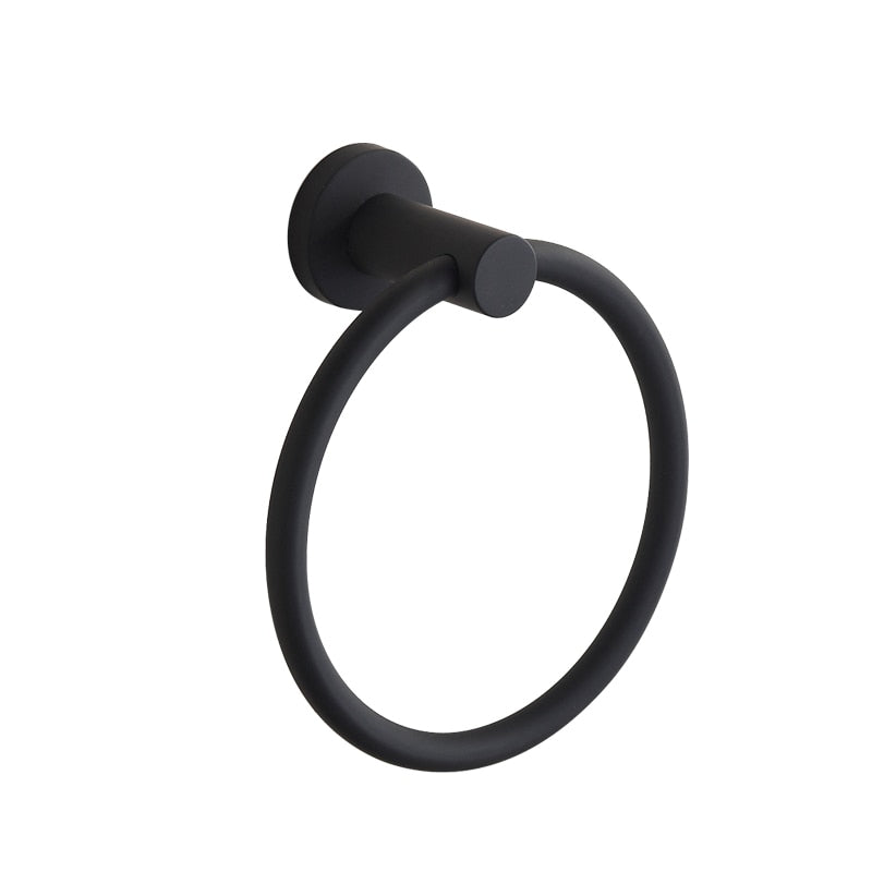 Handtuchring aus 304 Edelstahl in Chrom, Rundes einfaches Design, Schwarz, Europäisches Badezimmer-Zubehör, Rostfrei