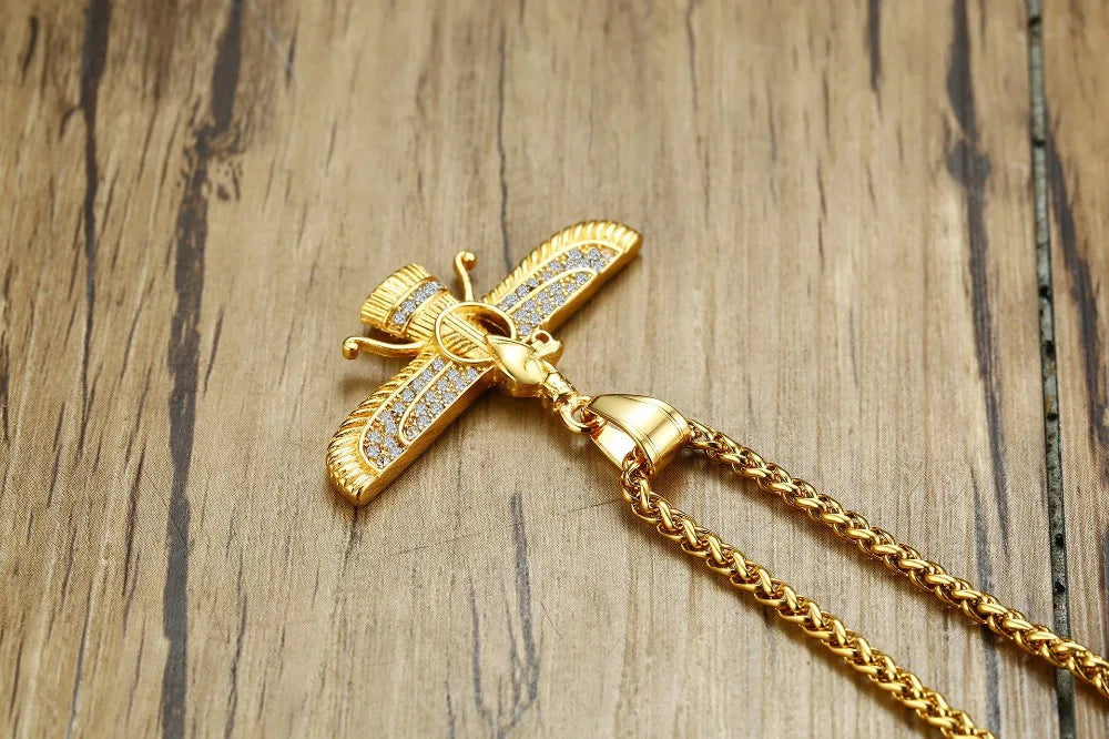 Rhinestone Ahura Mazda Zoroastrian Anhänger Halskette