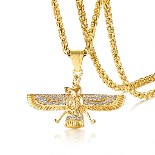 Rhinestone Ahura Mazda Zoroastrian Anhänger Halskette