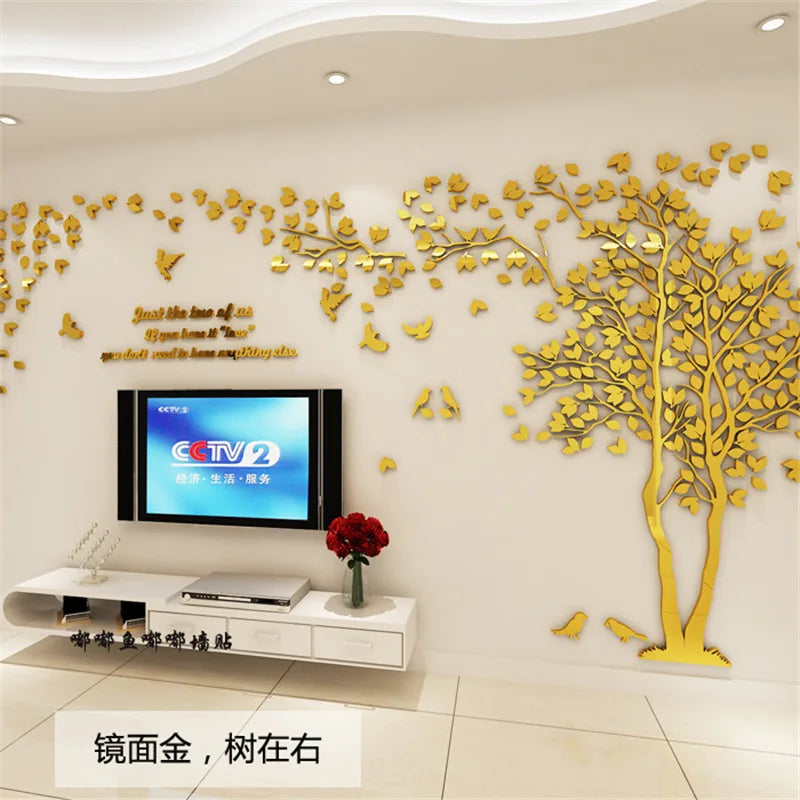 3D Baum Acryl Spiegel Wandaufkleber Decals DIY Kunst TV Hintergrund Wand Poster Home Dekoration Schlafzimmer Wohnzimmer Wandaufkleber