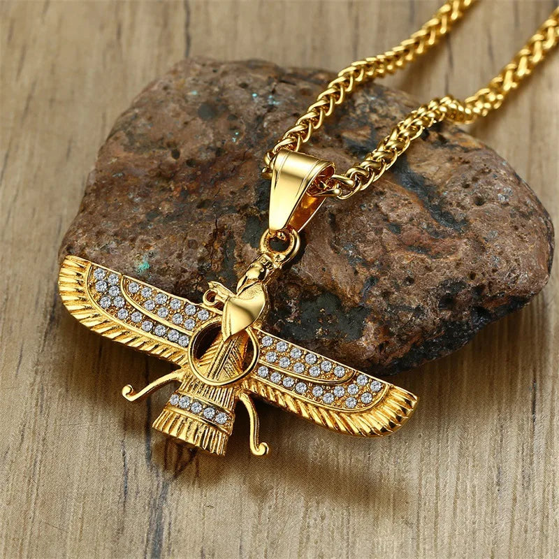 Rhinestone Ahura Mazda Zoroastrian Anhänger Halskette