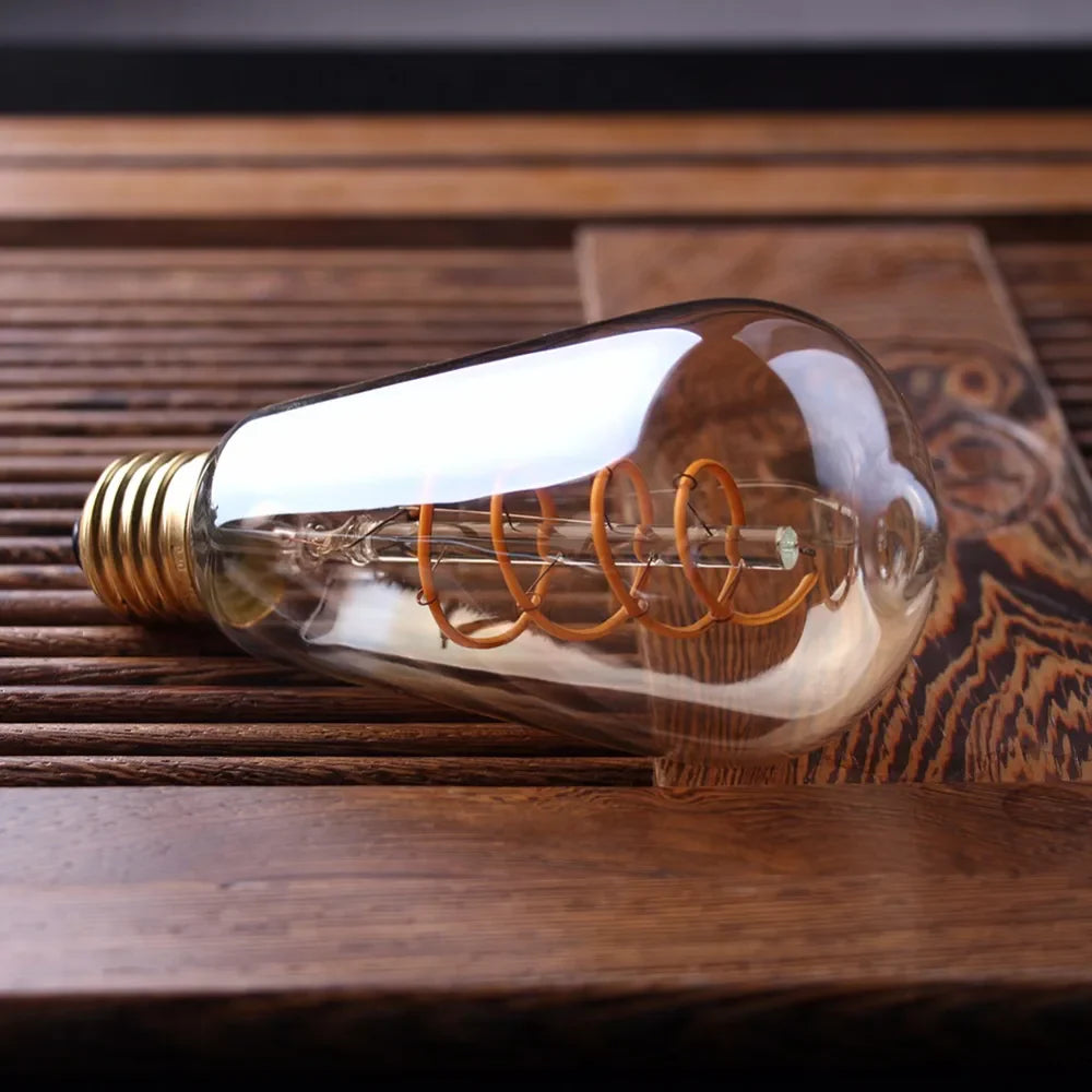 Dimmable Vintage LED-Birne (3W, E27-Basis) - Goldspiral-Glühfaden für Kronleuchter & dekorative Beleuchtung