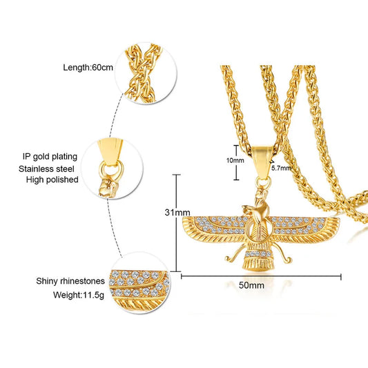 Rhinestone Ahura Mazda Zoroastrian Anhänger Halskette