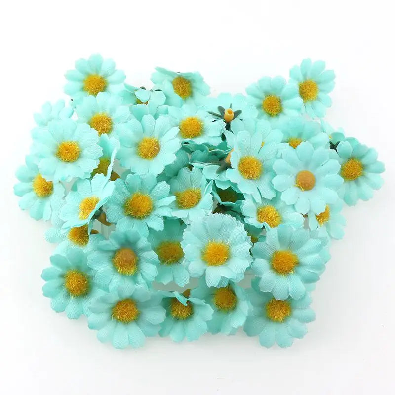 Frendorf | 100PC Mini Gänseblümchen Künstliche Seidenblumen – 2,5 cm Dekorative Blütenköpfe für Party, Hochzeit und Wohnkultur (Kein Stiel)