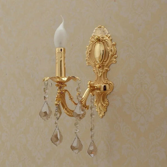 Frendorf | RegalGlow - Barock Wandleuchte in Gold mit Kristallakzenten