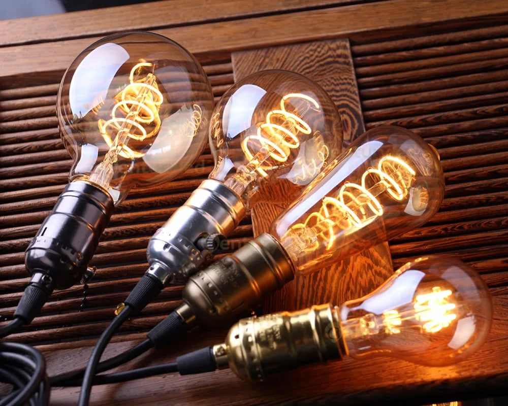 Dimmable Vintage LED-Birne (3W, E27-Basis) - Goldspiral-Glühfaden für Kronleuchter & dekorative Beleuchtung