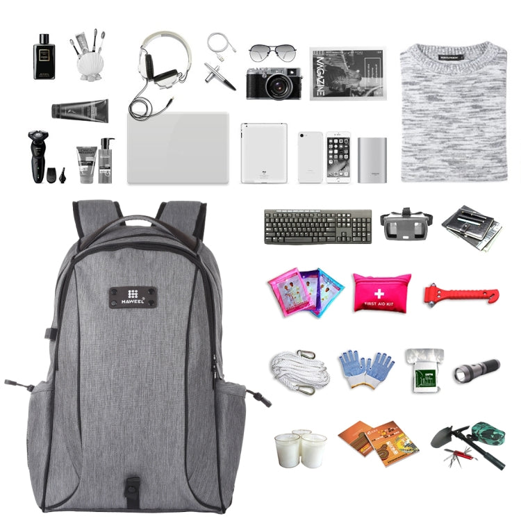 Frendorf | HAWEEL 14W Faltbarer Abnehmbarer Solar Power Outdoor Tragbarer Canvas Dual Shoulder Laptop Rucksack, USB-Ausgang: 5V 2.1A Max(Grau)