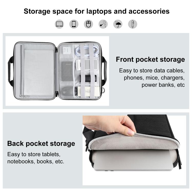 Frendorf | HAWEEL 14.0 Zoll -16.0 Zoll Aktentasche Crossbody Laptop Tasche für Macbook, Lenovo Thinkpad, ASUS, HP (Schwarz)