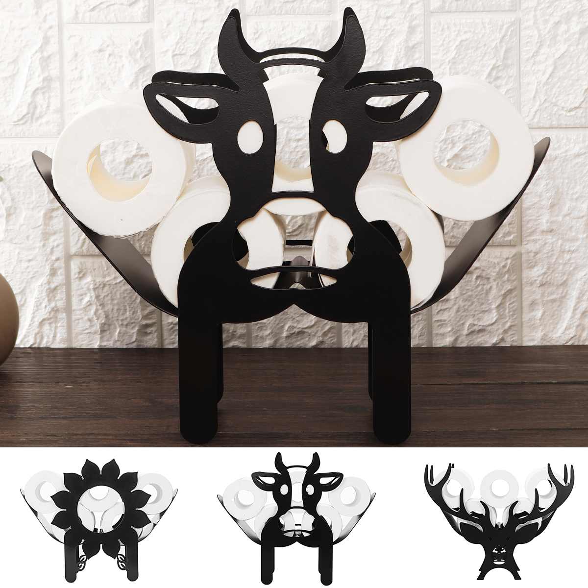 Toilettenpapierhalter - ElkCraft - Tierform - Schwarzes Eisen