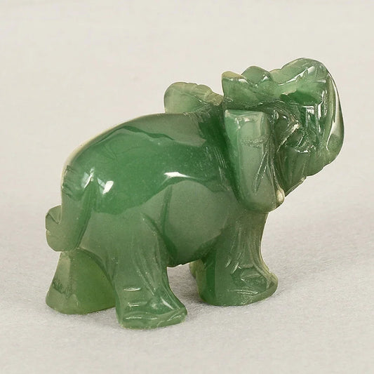 Grüner Aventurin Jade Stein Elefanten Statue