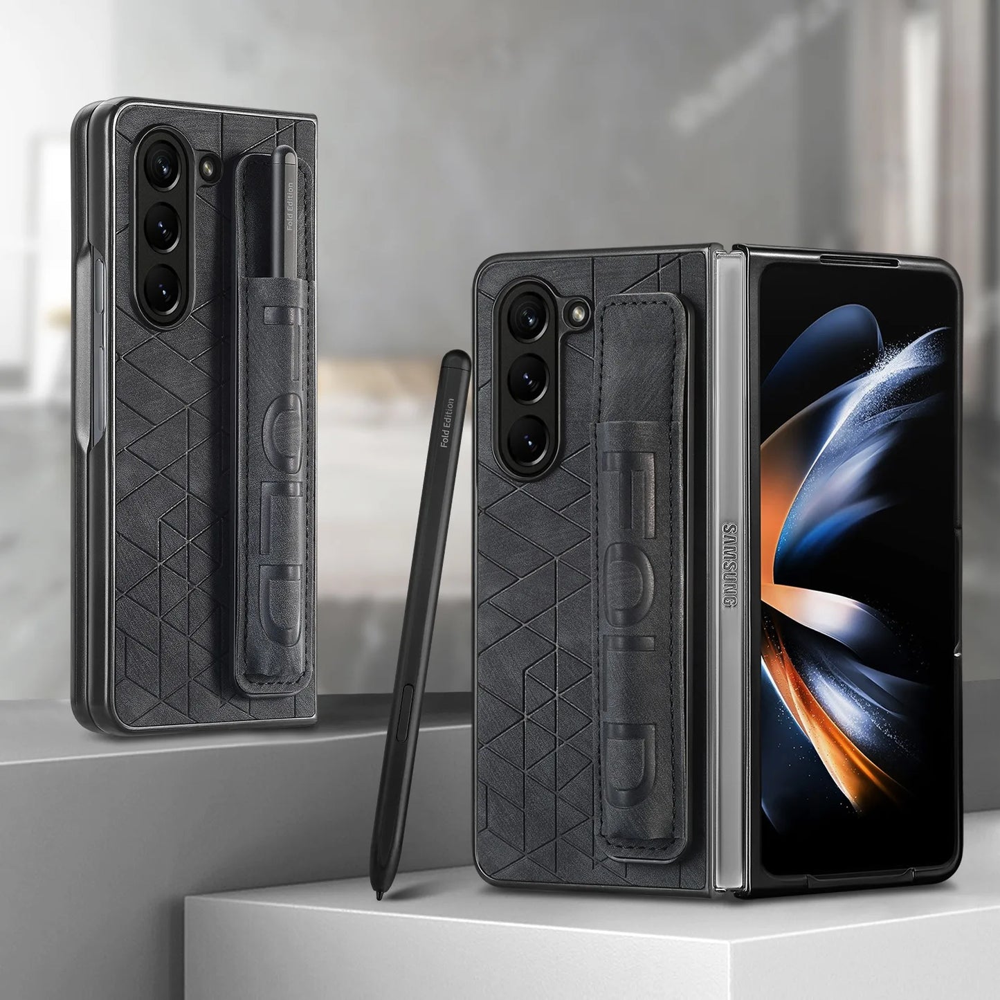 Frendorf | PU-Leder Handgelenkband Stoßfeste Telefon Rückcover Hülle Für Samsung Z Fold 6 5