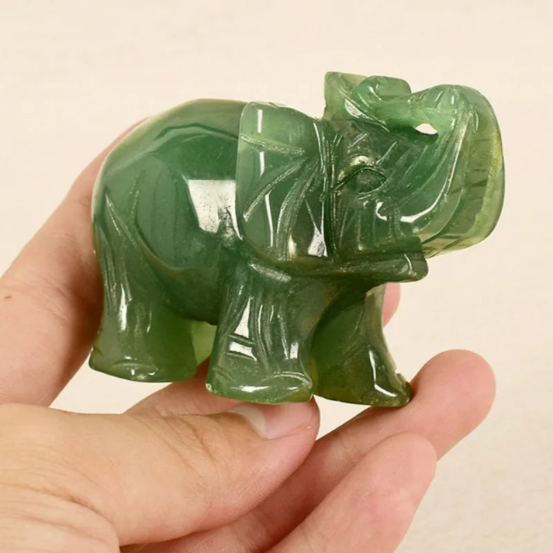 Grüner Aventurin Jade Stein Elefanten Statue