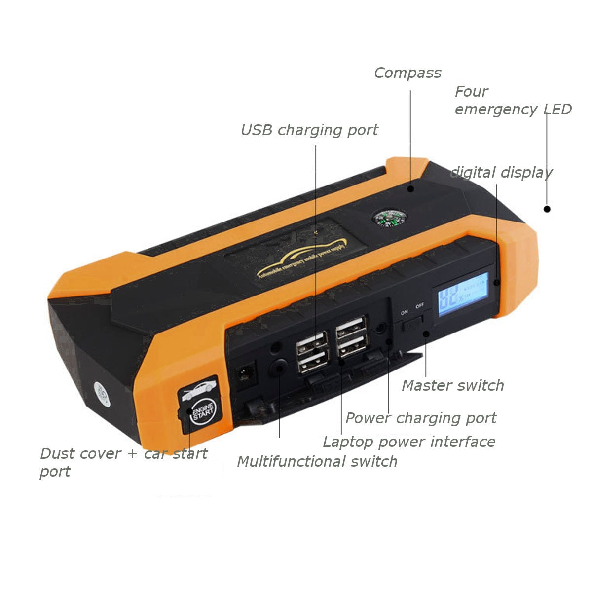 Frendorf | 12 V Auto-Starthilfe-Set - Notfallbooster