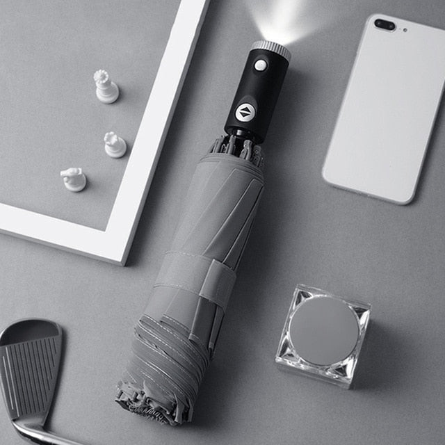 Frendorf | Automatisch faltbarer Regenschirm mit LED-Taschenlampe