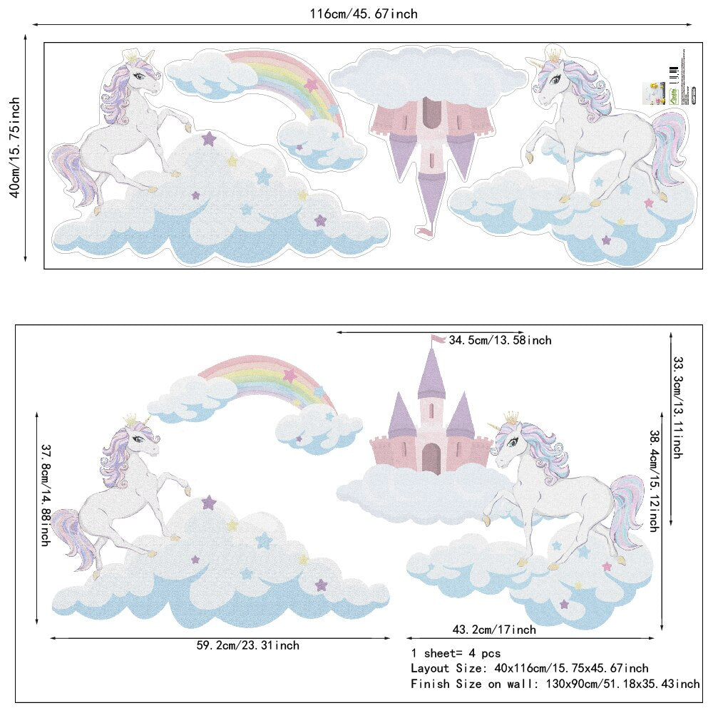 Frendorf | Einhorn- und Regenbogen-Wandaufkleber