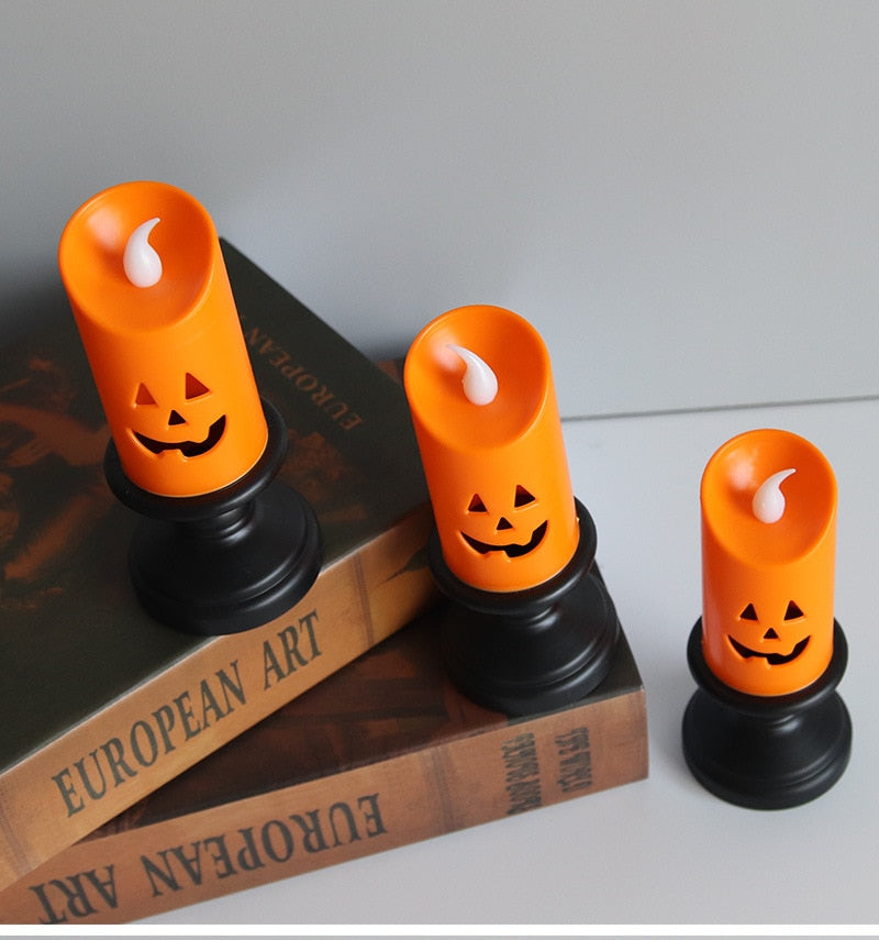 Halloween Kerzenlicht LED Bunte Kerzenhalter Tischdekoration Kürbisparty Fröhliche Halloween-Party-Dekoration für Zuhause 2024