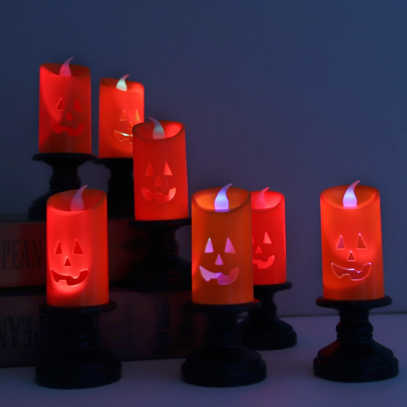 Halloween Kerzenlicht LED Bunte Kerzenhalter Tischdekoration Kürbisparty Fröhliche Halloween-Party-Dekoration für Zuhause 2024