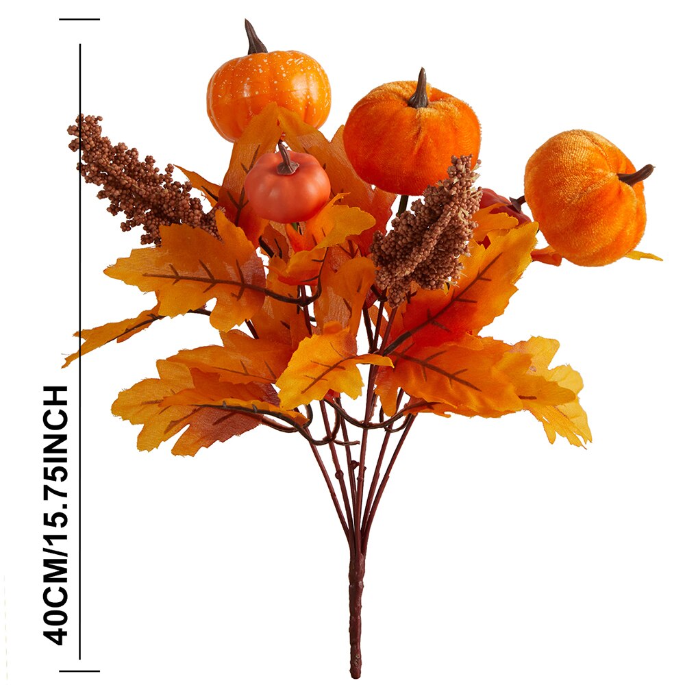 Halloween Fake Smiling Face Pumpkin Seidenahornblätter Bouquet für Party Erntedankfest Zuhause Kamin Tisch Herbst Dekoration