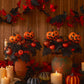 Halloween Fake Smiling Face Pumpkin Seidenahornblätter Bouquet für Party Erntedankfest Zuhause Kamin Tisch Herbst Dekoration