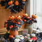 Halloween Fake Smiling Face Pumpkin Seidenahornblätter Bouquet für Party Erntedankfest Zuhause Kamin Tisch Herbst Dekoration