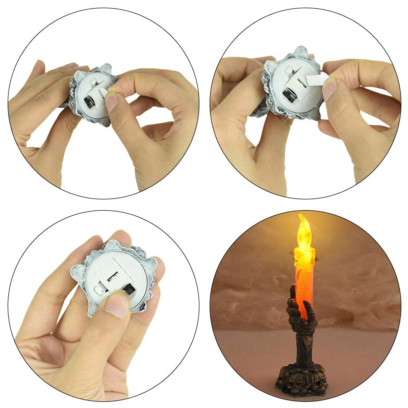 Halloween LED Geist Skeleton mit Kerzenlicht Lampe Spukhaus Bar Party Horror Requisiten Halloween Dekoration 2023