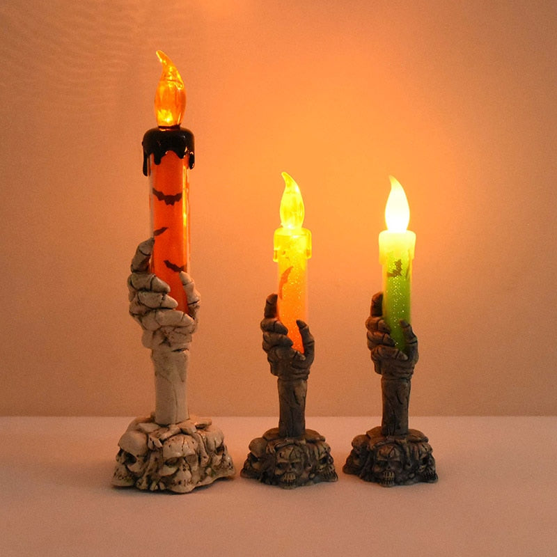 Halloween LED Geist Skeleton mit Kerzenlicht Lampe Spukhaus Bar Party Horror Requisiten Halloween Dekoration 2023