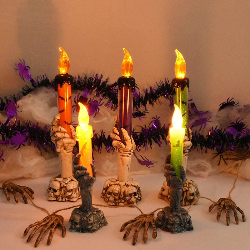 Halloween LED Geist Skeleton mit Kerzenlicht Lampe Spukhaus Bar Party Horror Requisiten Halloween Dekoration 2023