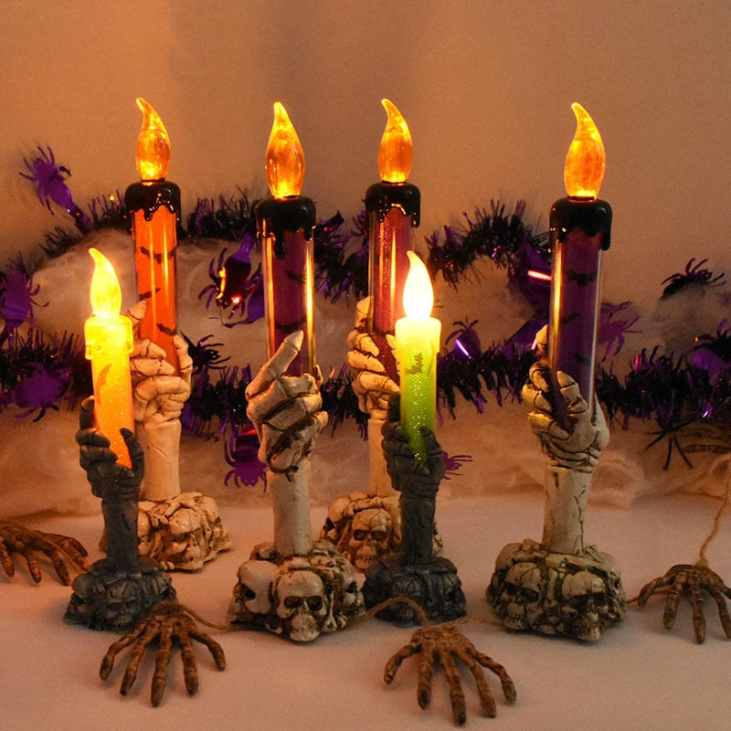 Halloween LED Geist Skeleton mit Kerzenlicht Lampe Spukhaus Bar Party Horror Requisiten Halloween Dekoration 2023