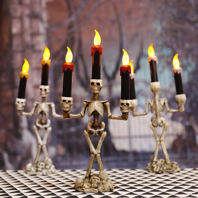 Halloween Skull LED Kerzenlicht Geisterhand Kerzenhalter Batteriebetriebene LED Licht Flammenloses Licht Horror Requisiten Halloween Party Bar Deko